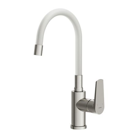 Смеситель для кухни Cersanit Moduo белый/хром с высоким изливом однорычажный (68232)