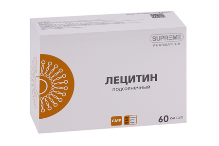Лецитин подсолнечный Supreme Pharmatech, 1 340 мг, 60 шт, капсулы