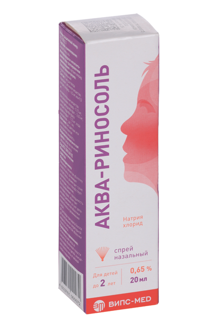 Аква-риносоль 0.65%, 20 мл, спрей назальный