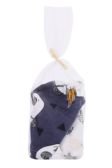 Нагрудник Мьельк Панды/Ежики черный/темный/синий/желтый/белый, 2 шт