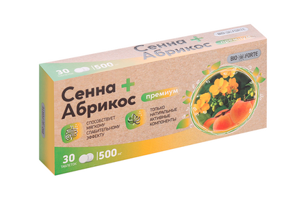 Сенна + Абрикос премиум BioForte, 30 шт, таблетки