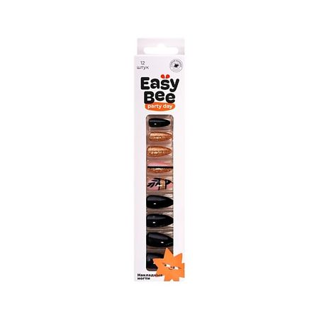 Накладные ногти EASYBEE Набор накладных ногтей с клеевыми стикерами NAIL DAY Black Luxury