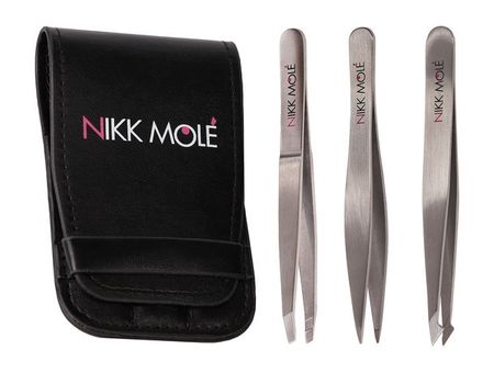 Nikk Mole Silver Tweezers Case Set