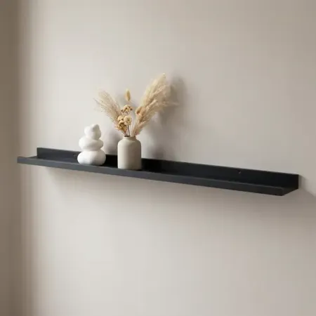 Настенная полка KONSENSA 100x10см со скрытым креплением МДФ цвет черный подвесная книжная полка счетчик книг