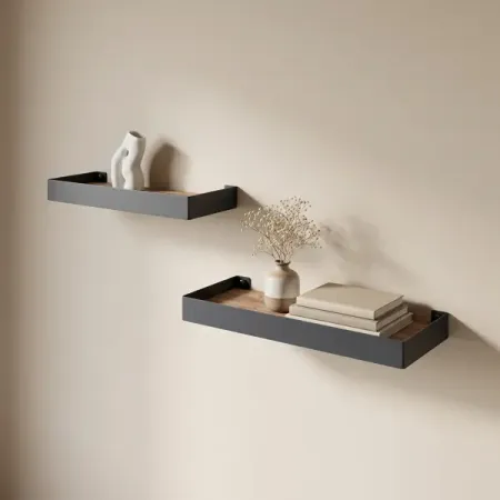 Настенная полка 32x11/40x15 см металл цвет черный подвесная книжная полка счетчик книг