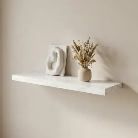 Настенная полка KONSENSA 80x23.5 см со скрытым креплением МДФ цвет светлый мрамор подвесная книжная полка счетчик книг