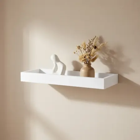 Настенная полка KONSENSA 40x15см со скрытым креплением МДФ цвет белый подвесная книжная полка счетчик книг