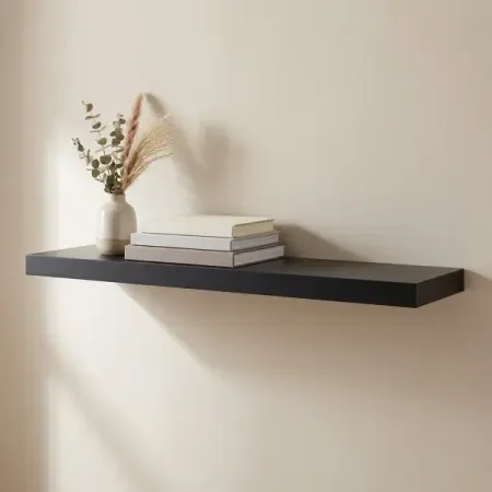 Настенная полка KONSENSA 80x23.5 см со скрытым креплением МДФ цвет черный подвесная книжная полка счетчик книг