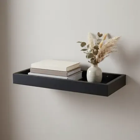 Настенная полка KONSENSA 40x15см со скрытым креплением МДФ цвет черный подвесная книжная полка счетчик книг