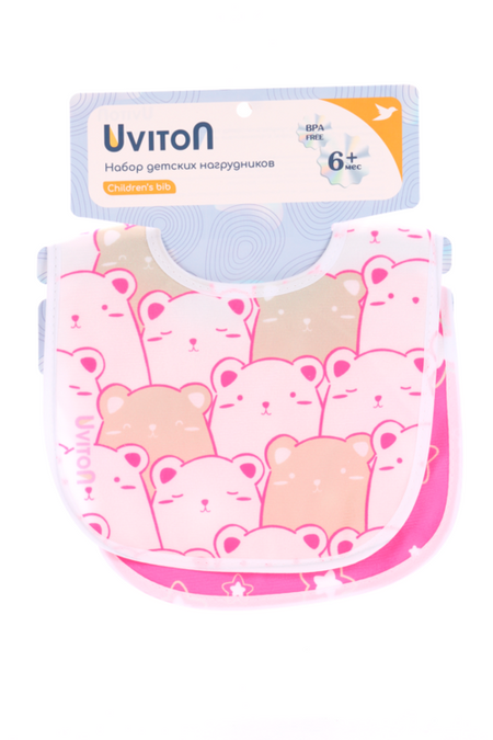 Набор нагрудников Uviton д/кормления розовый, 2 шт