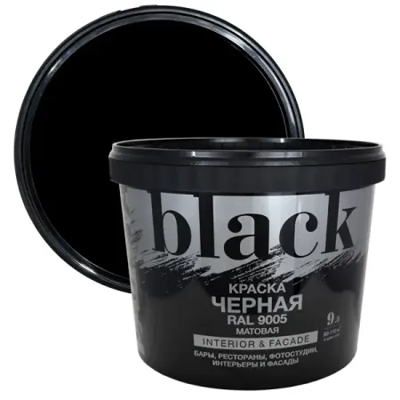 Краска фасадная Радуга ВД-АК 18 матовая цвет черный 9 л