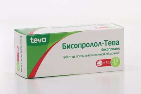 Бисопролол-Тева 10 мг, 50 шт, таблетки покрытые пленочной оболочкой