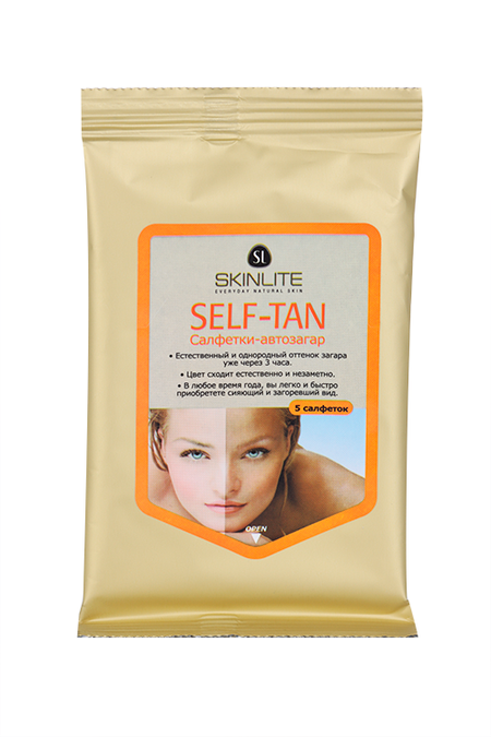 Салфетки-автозагар SKINLITE Self-Tan естественный оттенок, 5 шт