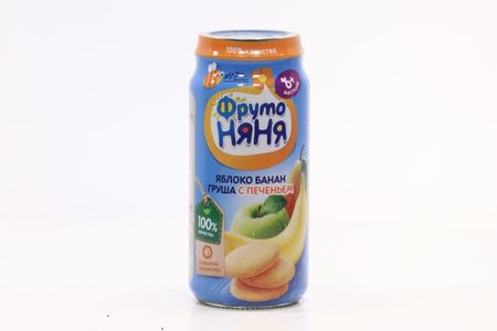 Пюре Фрутоняня яблоко/банан/груша/печенье (с 6 мес), 250 г, 12 шт