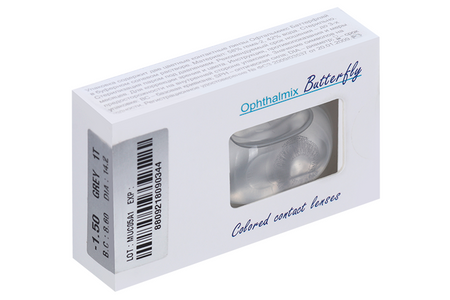 Контактные линзы цветные Офтальмикс Butterfly 1-Color серый D -1.5 DIA 14.2, 2 шт