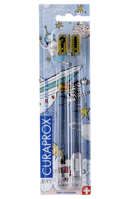 Набор з/щеток Curaprox CS 5460 Duo Hento Toto Edition 2022 ultra soft д/взрослых прозрачный, 2 шт