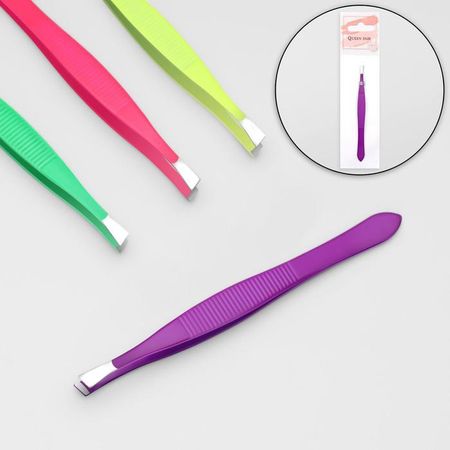 Пинцет Queen fair скошенный узкий 9 см МИКС зелен/роз/желт/фиолет акафист святителю николаю чудотворцу м зелен