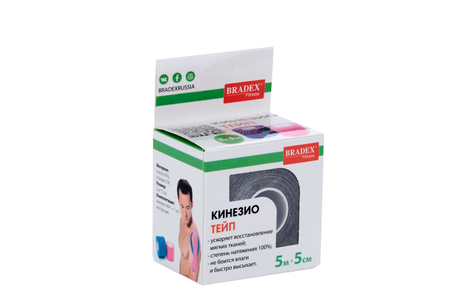 Кинезио тейп Bradex 500х5 см черный