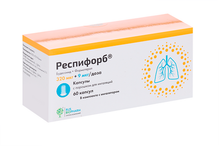 Респифорб 320 мкг+9 мкг/доза, 60 шт, капсулы с порошком для ингаляций