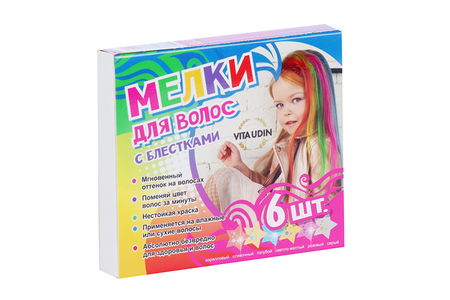 Мелки Vita Udin д/волос №5 корал/сливочн/голуб/св-жел/роз/серый 6 шт, (4603773847375) мелки ные каляка маляка 6 цв
