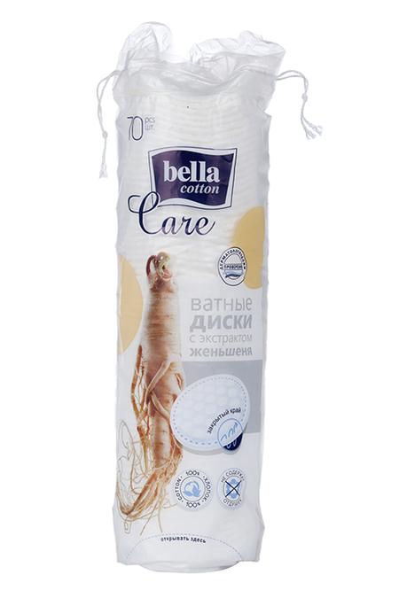 Ватные диски Bella Cotton Care с экстрактом женьшеня, 70 шт