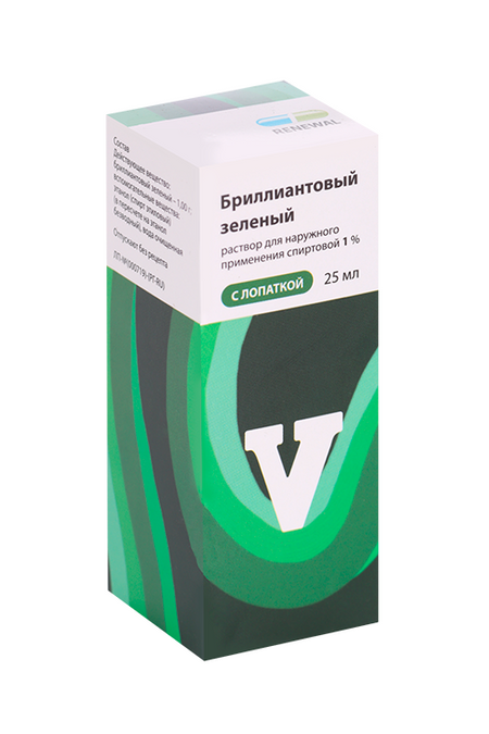 Бриллиантовый зеленый р-р 1%, 25 мл, с лопаткой сергей смирнов бриллиантовый лес мягк от 7 до 12 смирнов с алим