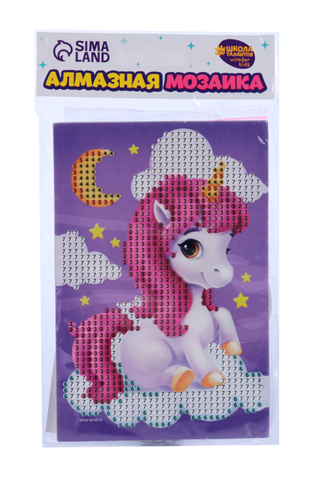 Алмазная мозаика Школа талантов д/детей Волшебный единорог 10х15 см алмазная мозаика тм рыжий кот класс 17х22см 16цв единорог на радуге ac17064