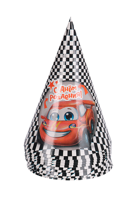 Бумажный колпак Страна Карнавалия «С днем рождения», тачка 10 шт