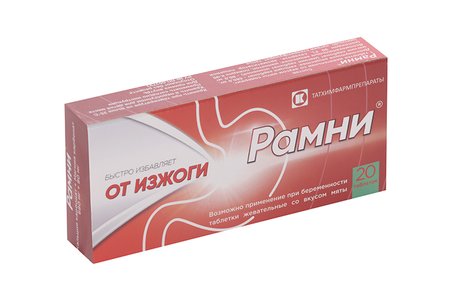 Рамни 680 мг+80 мг, 20 шт, таблетки жевательные мятные