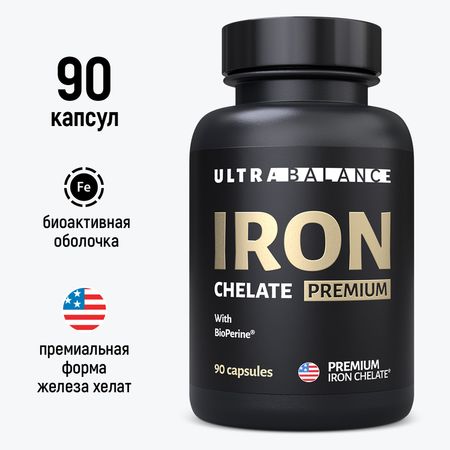 Железо Хелат Премиум UltraBalance, 300 мг. 90 капсул