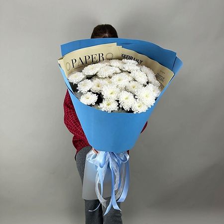 Букет живых цветов ШАРЛАНДИЯ ГРИНЛАНДИЯ Букет-гигант из 7 хризантем 