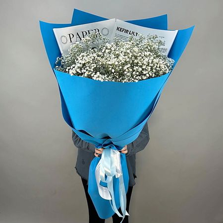 Букет живых цветов ШАРЛАНДИЯ ГРИНЛАНДИЯ Букет-гигант из 9 гипсофил 