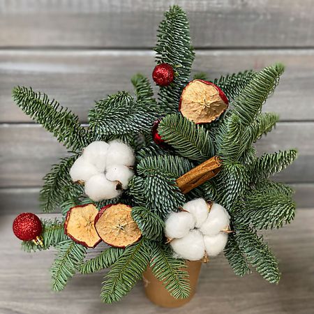 Букет живых цветов БУКЕТ МАРКЕТ ДАРИТЕ С УДОВОЛЬСТВИЕМ Новогодняя композиция в стакане №5