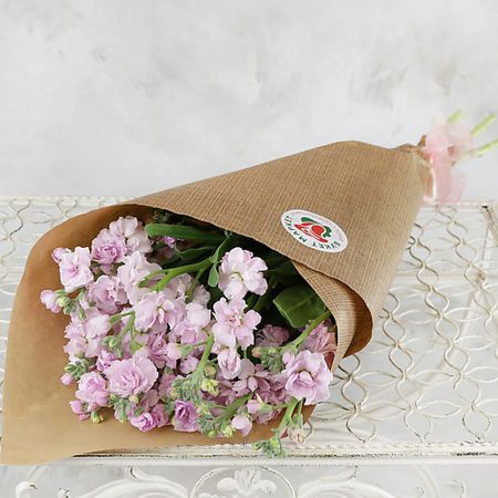 Букет живых цветов БУКЕТ МАРКЕТ ДАРИТЕ С УДОВОЛЬСТВИЕМ Букет из нежно-розовой маттиолы в крафте