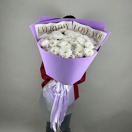 Букет живых цветов ШАРЛАНДИЯ ГРИНЛАНДИЯ Букет-гигант из 11 хризантем 