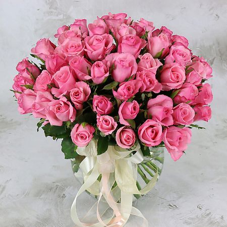 Букет живых цветов БУКЕТ МАРКЕТ ДАРИТЕ С УДОВОЛЬСТВИЕМ 51 розовая роза Кения 40 см.