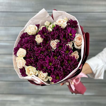 Букет живых цветов БУКЕТ МАРКЕТ ДАРИТЕ С УДОВОЛЬСТВИЕМ Элегантный букет из роз и хризантем ручной веер ционса из бамбука китайский японский очаровательный элегантный винтажный ретро стиль женские черные красные