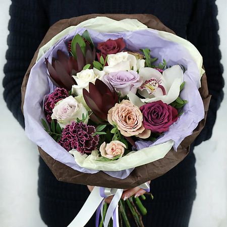 Букет живых цветов БУКЕТ МАРКЕТ ДАРИТЕ С УДОВОЛЬСТВИЕМ Оригинальный букет из роз, гвоздики и орхидеи искусственные орхидеи wqnjin 60 см