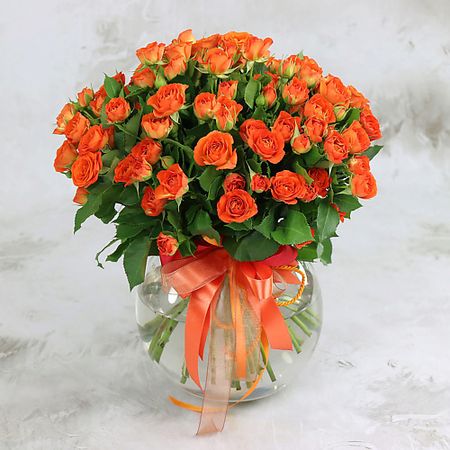 Букет живых цветов БУКЕТ МАРКЕТ ДАРИТЕ С УДОВОЛЬСТВИЕМ Букет из 25 оранжевых кустовых роз