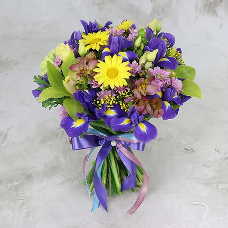 Букет живых цветов БУКЕТ МАРКЕТ ДАРИТЕ С УДОВОЛЬСТВИЕМ Букет из ирисов, ромашек и орхидеи искусственные орхидеи wqnjin 60 см