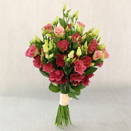 Букет живых цветов БУКЕТ МАРКЕТ ДАРИТЕ С УДОВОЛЬСТВИЕМ Букет из 21 розового лизиантуса шар из розового кварца sisterstone