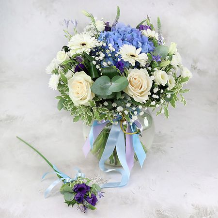 Букет живых цветов БУКЕТ МАРКЕТ ДАРИТЕ С УДОВОЛЬСТВИЕМ Букет из гортензии и роз на рождение сына плакат рождение венеры fashionista холст