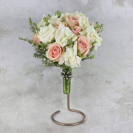 Букет живых цветов БУКЕТ МАРКЕТ ДАРИТЕ С УДОВОЛЬСТВИЕМ Бело-розовый букет невесты из роз и лизиантуса свадебные ленты для подружек невесты hgdtff