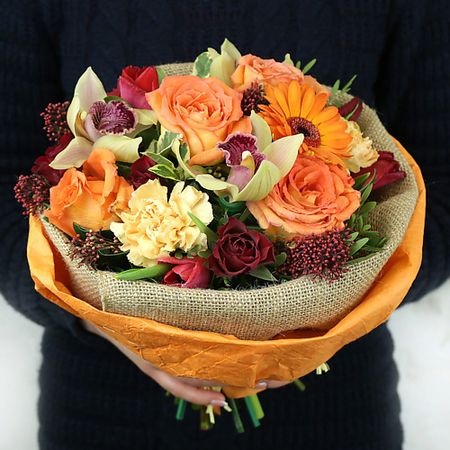 Букет живых цветов БУКЕТ МАРКЕТ ДАРИТЕ С УДОВОЛЬСТВИЕМ Стильный букет из роз, орхидеи и скимии искусственные орхидеи wqnjin 60 см