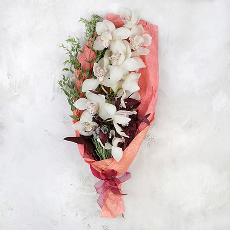 Букет живых цветов БУКЕТ МАРКЕТ ДАРИТЕ С УДОВОЛЬСТВИЕМ Букет из орхидеи, брунии и эвкалипта искусственные орхидеи wqnjin 60 см