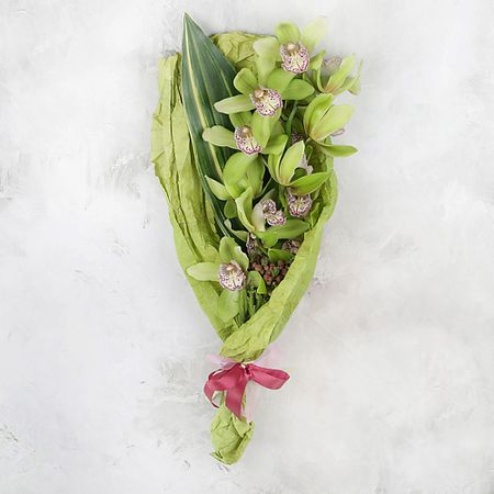 Букет живых цветов БУКЕТ МАРКЕТ ДАРИТЕ С УДОВОЛЬСТВИЕМ Букет из орхидеи и листьев аспидистра искусственные орхидеи wqnjin 60 см