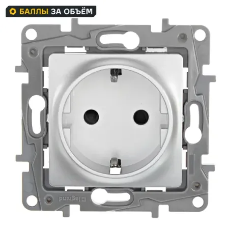 Розетка с заземлением Legrand Etika со шторками 16А 250В винтовые зажимы цвет цвет алюминий розетка 1 пост legrand valena с з шторки алюминий
