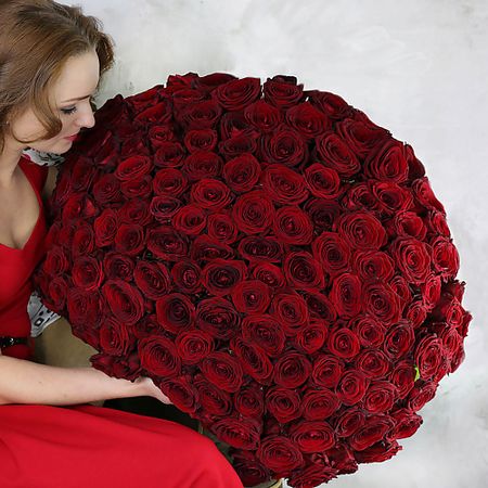 Букет живых цветов БУКЕТ МАРКЕТ ДАРИТЕ С УДОВОЛЬСТВИЕМ Букет из 151 красной розы - Ред Наоми Россия 60 см.