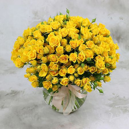Букет живых цветов БУКЕТ МАРКЕТ ДАРИТЕ С УДОВОЛЬСТВИЕМ Букет из 51 желтой кустовой розы кри ная башня из желтой яшмы