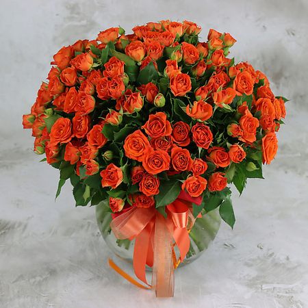 Букет живых цветов БУКЕТ МАРКЕТ ДАРИТЕ С УДОВОЛЬСТВИЕМ Букет из 51 оранжевой кустовой розы
